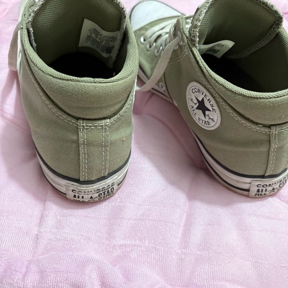 Check Taylor All Star-Converse Sage Green Mid High Sneakers SZ 9 - Picture 2 of 7